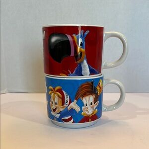 Kellogg Colorful Cartoon Character Mugs for drinks cereal or soup USED set of 2